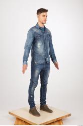 Whole Body Man Animation references Casual Jeans Slim Studio photo references